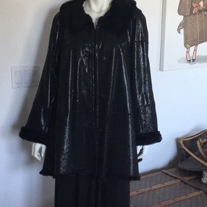Denimaxx black fur lined swing jacket